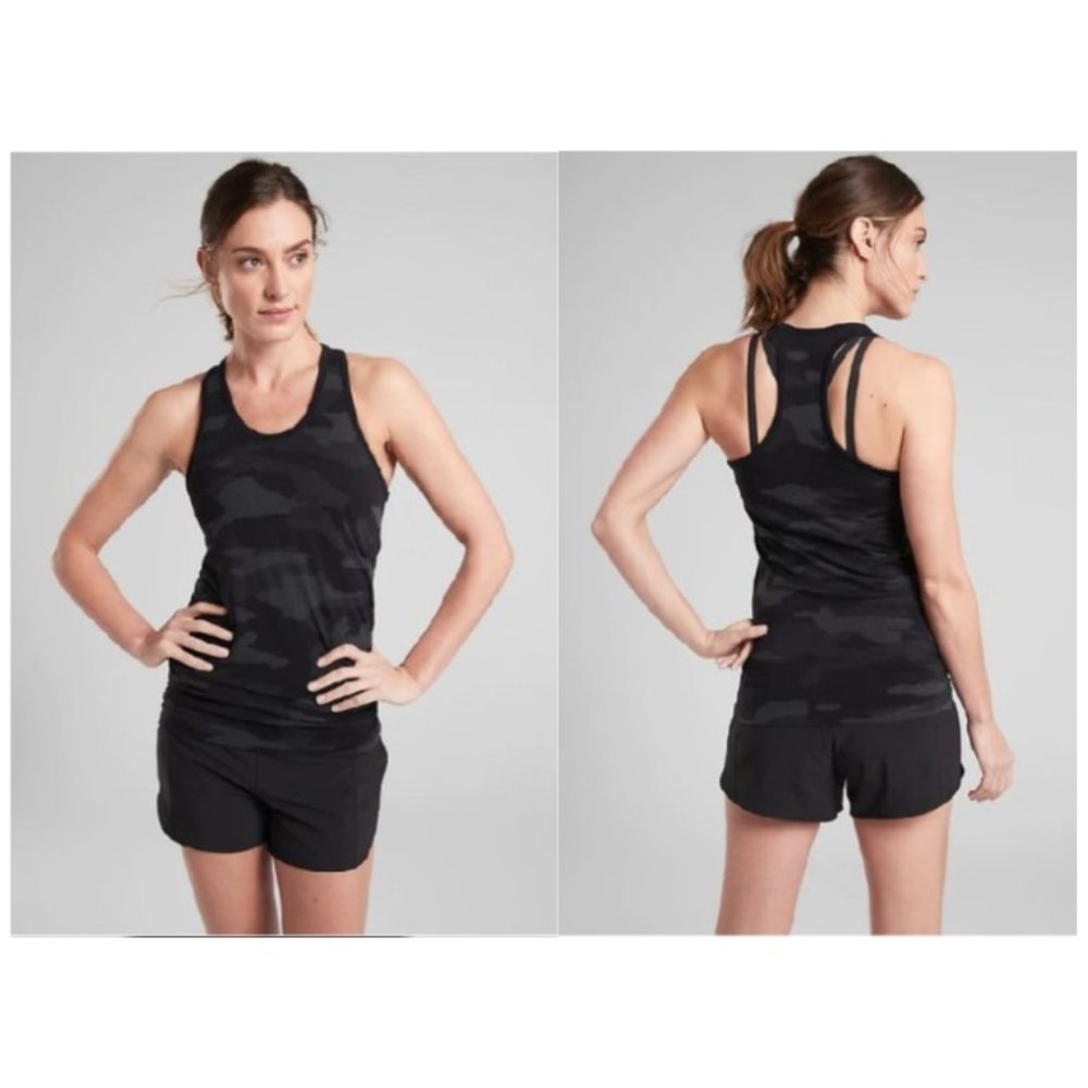 Athleta Speedlight Tank Top Black Camo Racerback Seamless Womens Small - Picture 7 of 7